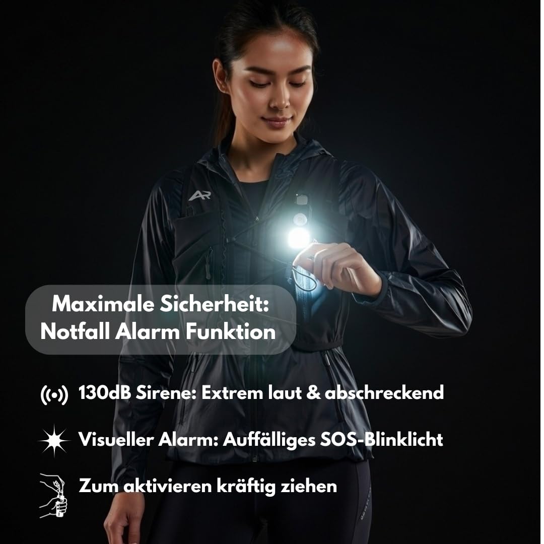 AeroRun Laufweste mit 500ml Trinkflasche & Alarm Licht (Größe M-XL)