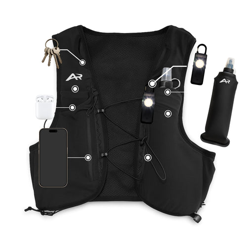 AeroRun Laufweste mit 500ml Trinkflasche & Alarm Licht (Größe M-XL)